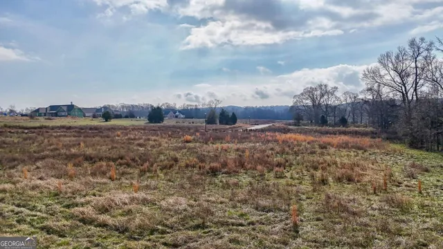 a view of a lake with a yard