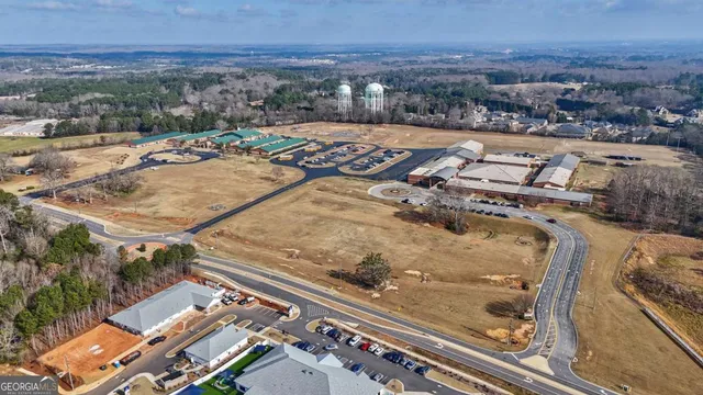 a view of a yard from a balcony