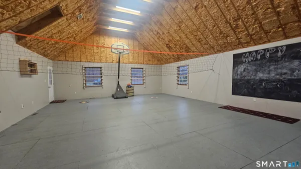a view of a dentist room with windows