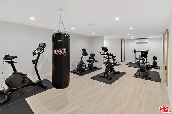 a view of a room with gym equipment