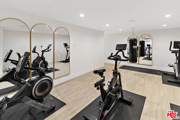 a view of a room with gym equipment