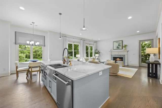 a bedroom with a large bed and furniture