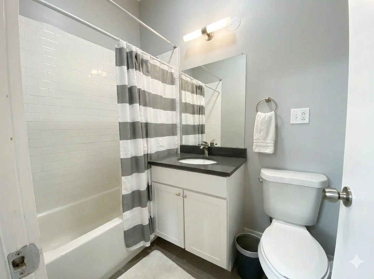 2129 North Racine Avenue, Unit 2 Chicago, IL 60614 - Photo 6 of 11 a bathroom with a sink toilet and shower