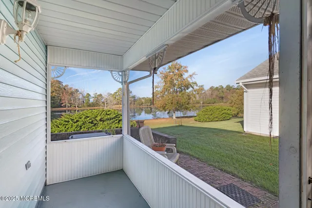 a view of a yard with an ocean view