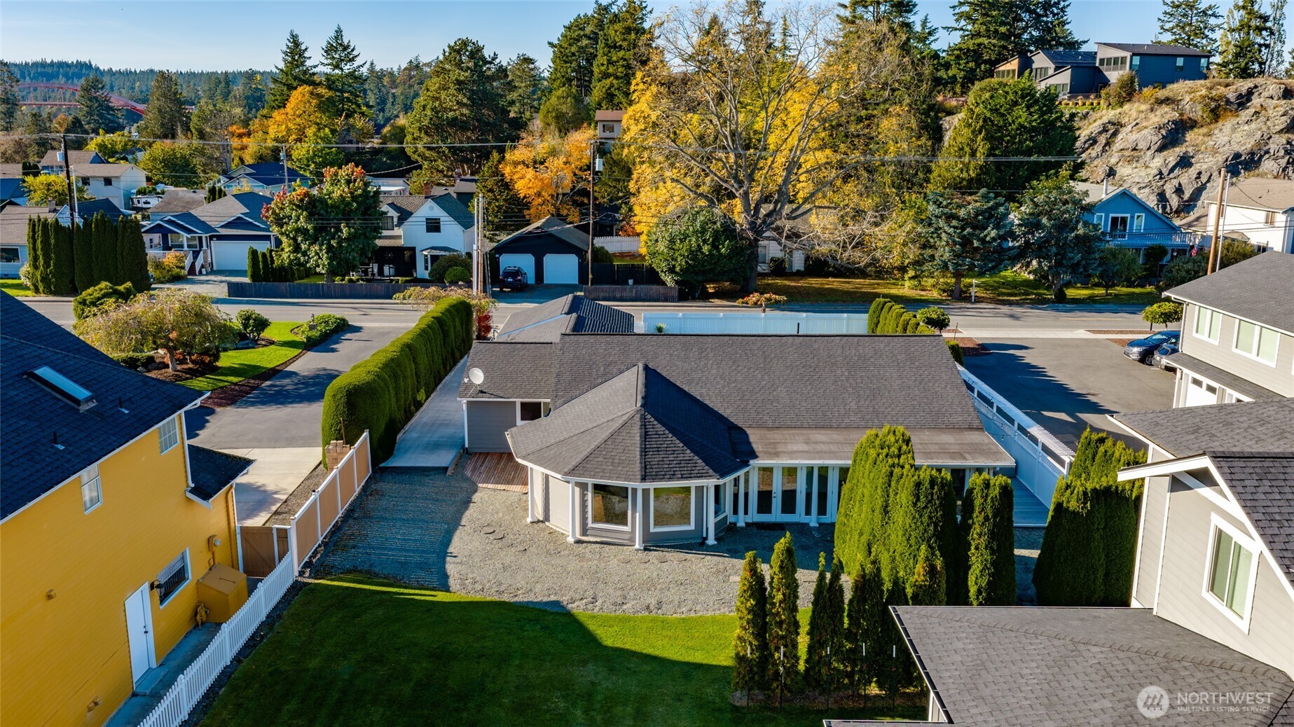 733 Maple Avenue La Conner, WA 98257 - Photo 34 of 39 an aerial view of a house with garden space and street view