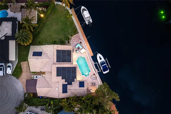 an aerial view of a house