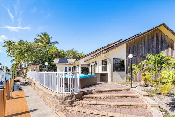 a view of a house with a patio