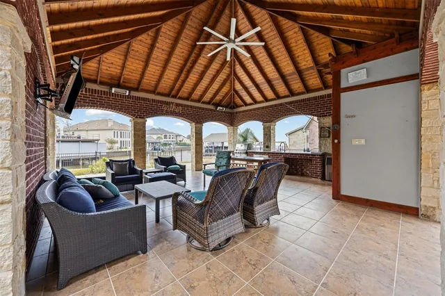 a outdoor living space with furniture