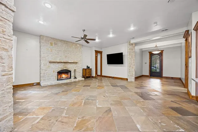 a view of a livingroom with a fireplace