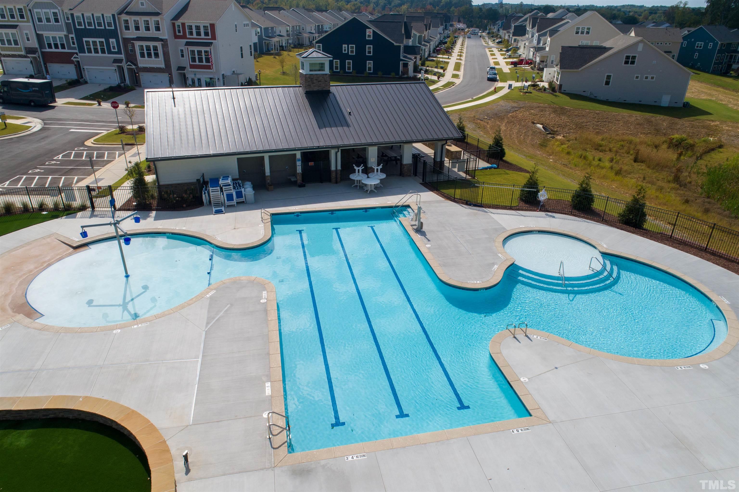 2387 Kettle Falls Station, Unit 222 Apex, NC 27502 - Photo 10 of 13 an aerial view of a house with swimming pool and patio