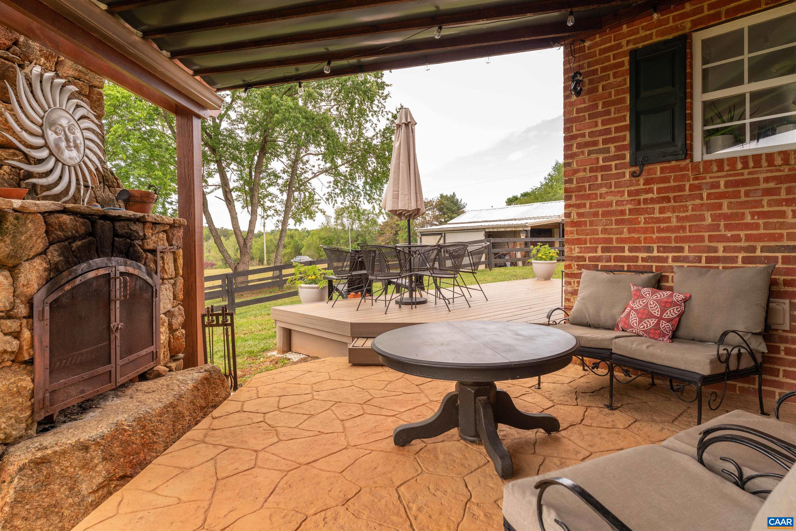 3486 Fredericksburg Road Ruckersville, VA 22968 - Photo 25 of 37 a living room with patio furniture and a fireplace