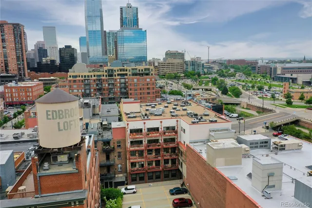 a city view with tall buildings