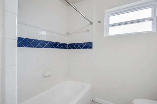 a bathroom with a shower and a bathtub