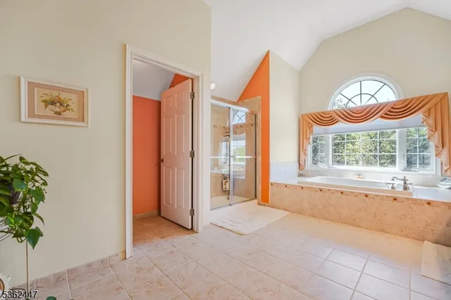 a view of an empty room with a window and a potted plant