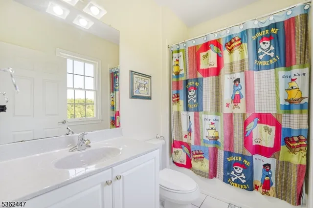 a bathroom with a sink a toilet and a shower curtain