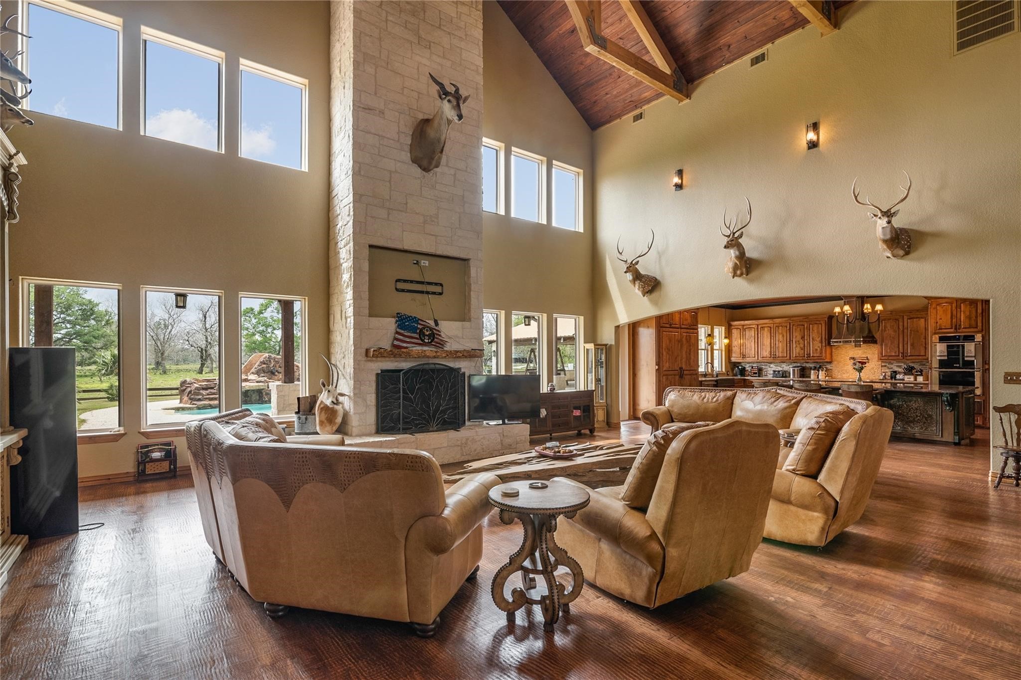 8821 FM 524 Road Sweeny, TX 77480 - Photo 15 of 47 a living room with fireplace furniture and a large window