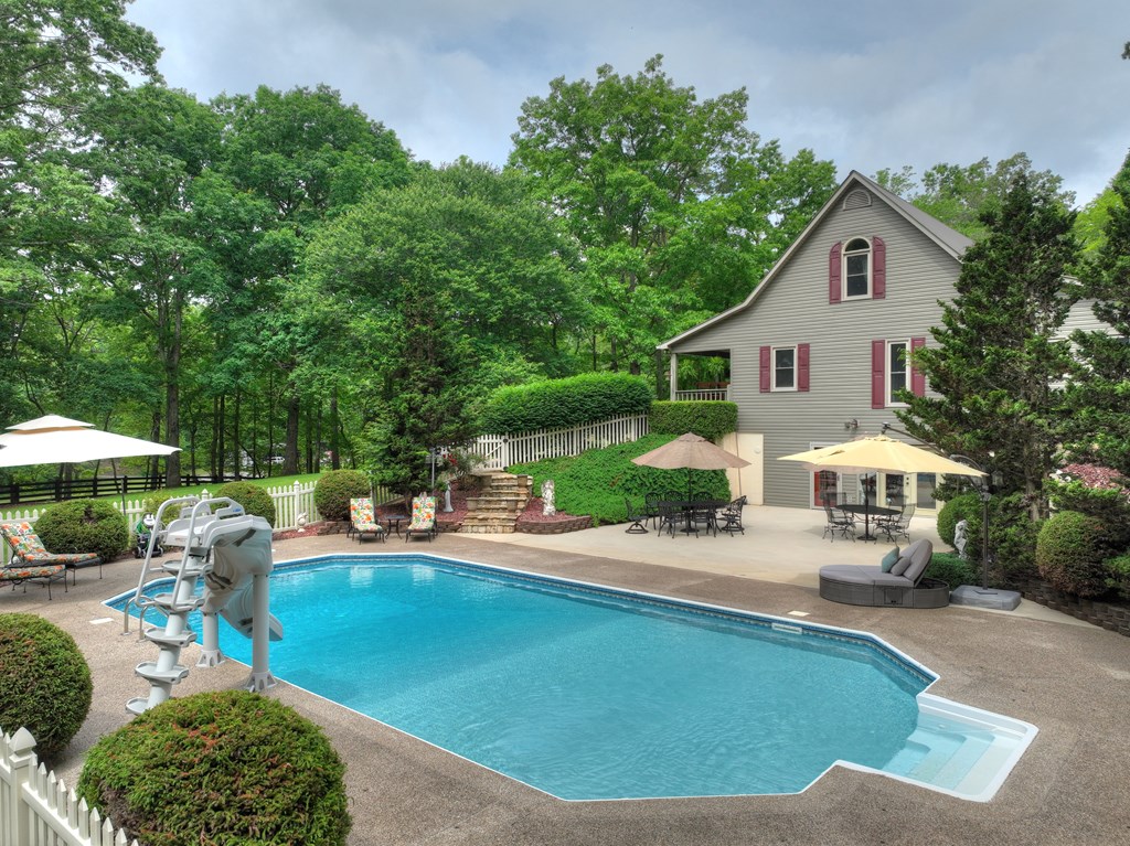 270 Stone Lane Blue Ridge, GA 30513 - Photo 26 of 70 an aerial view of a house with swimming pool garden and patio