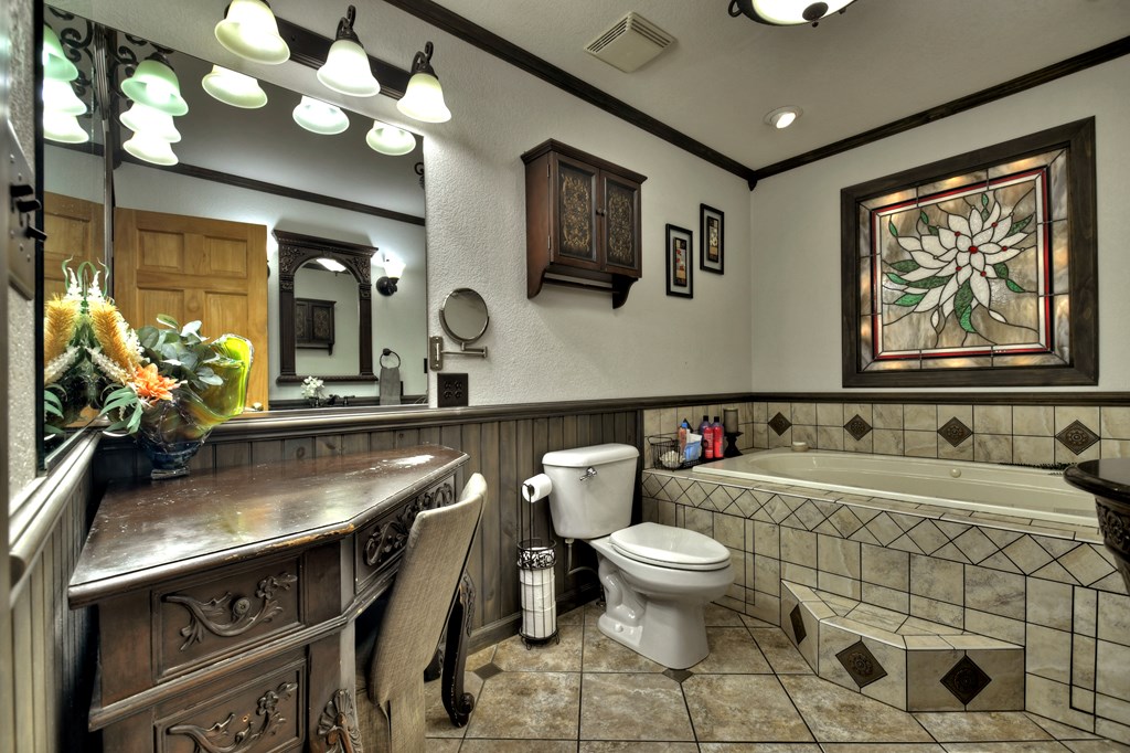 270 Stone Lane Blue Ridge, GA 30513 - Photo 50 of 70 a bathroom with a sink a toilet and a mirror