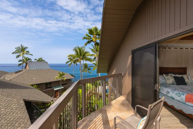 a view of a balcony dining area