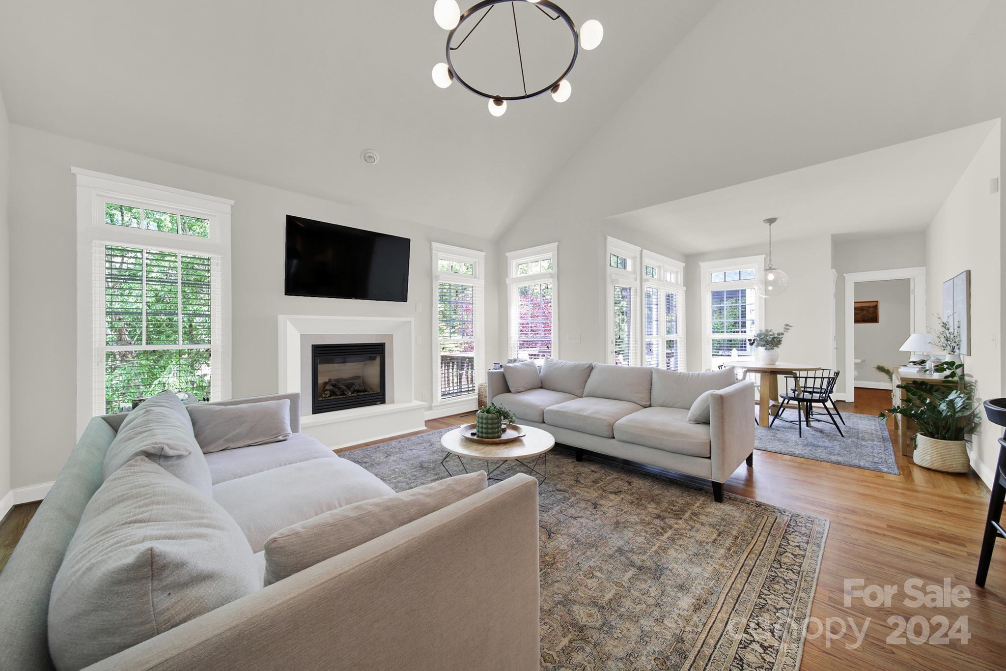130 Mills Lane Fort Mill, SC 29708 - Photo 16 of 48 a living room with furniture a fireplace and a flat screen tv