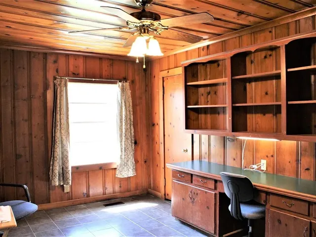 a view of a garden with a bench