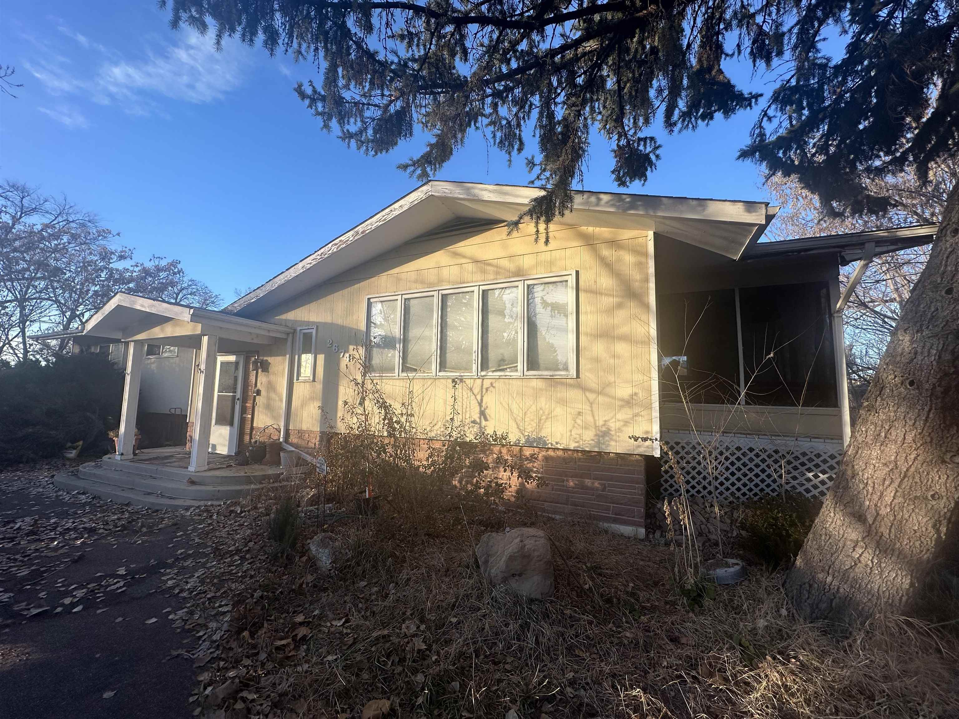 a view of house with backyard and porch