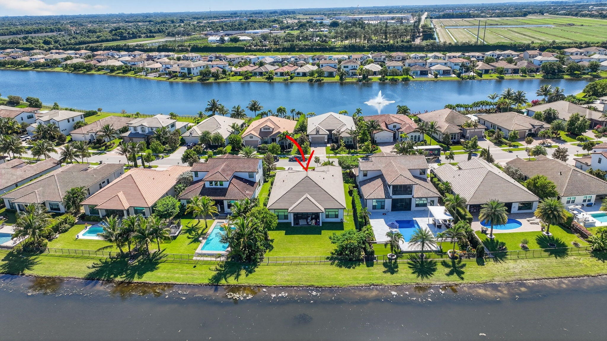 9331 Grand Prix Lane Boynton Beach, FL 33472 - Photo 60 of 96 an aerial view of residential houses with outdoor space and lake view