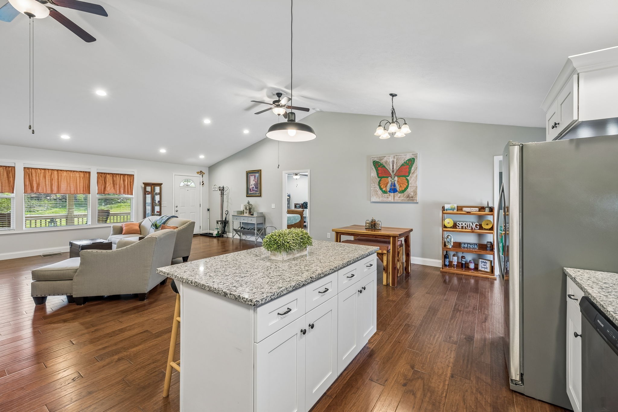2 Hickman Creek Road North Hickman, TN 38567 - Photo 15 of 31 a view of kitchen center island dining table wooden floor and living room view