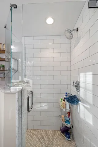 a bathroom with a shower