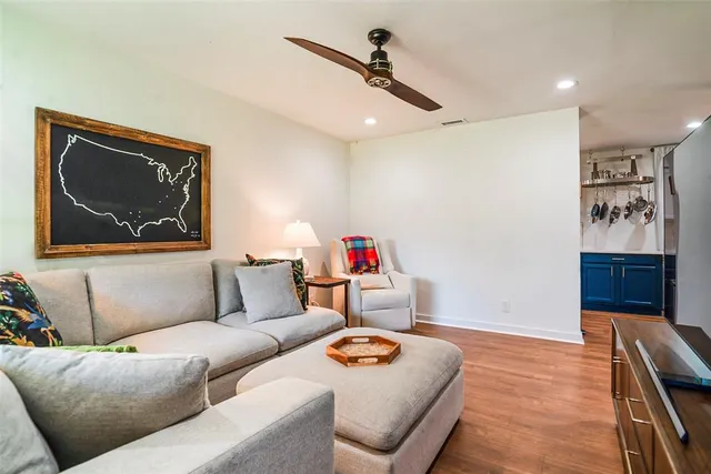 a living room with furniture and a couch