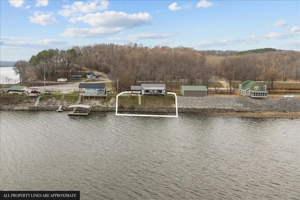 a view of a lake with a mountain