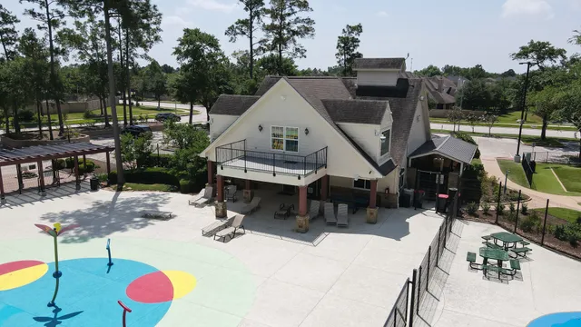 a view of a terrace with sitting area