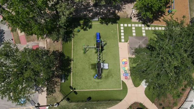 an aerial view of a park
