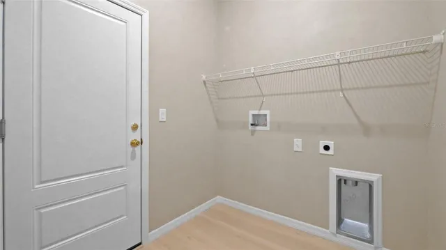 a view of a room with racks on the wall