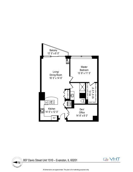 807 Davis Street, Unit 1710 Evanston, IL 60201 - Photo 11 of 21 a picture of a floor plan