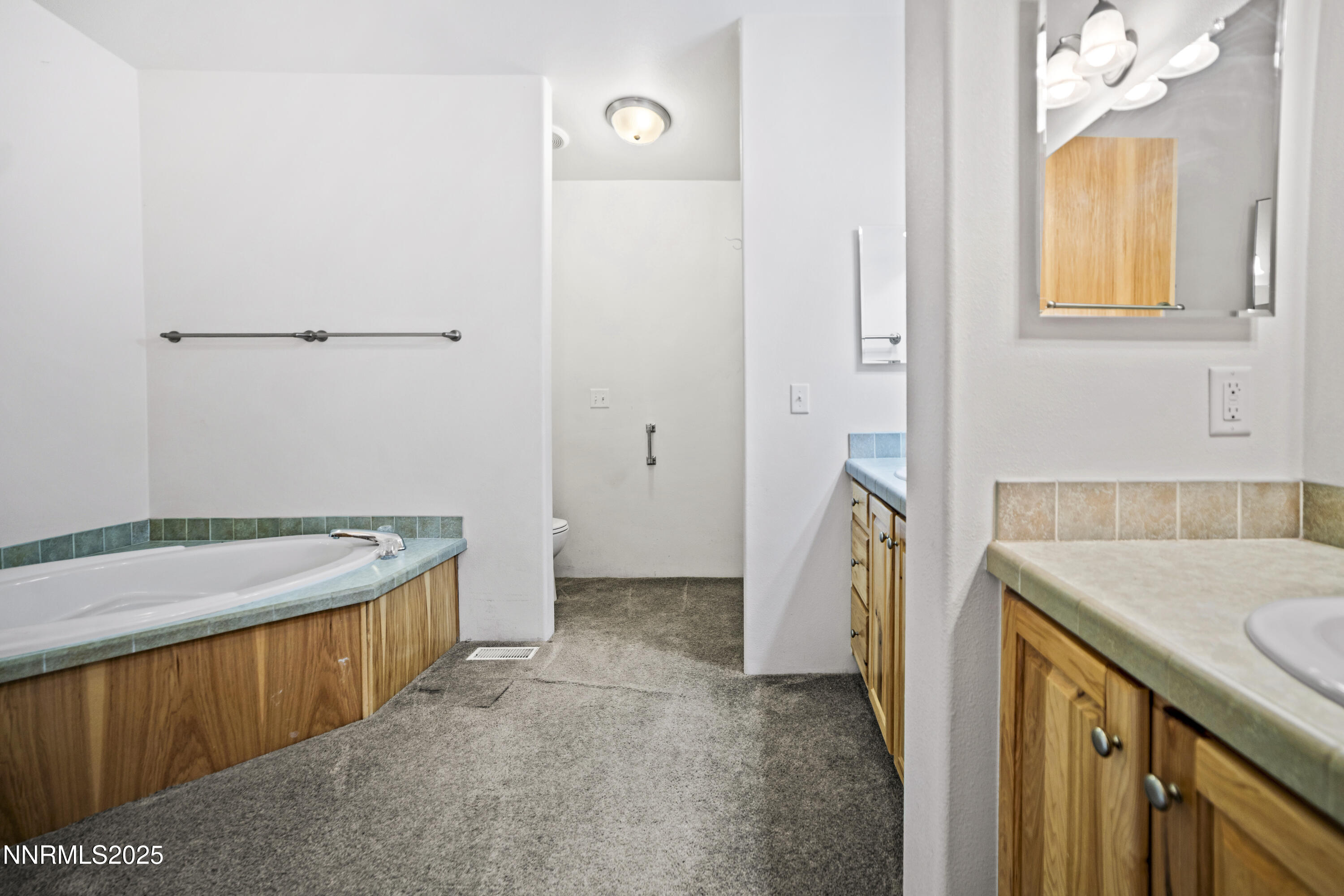 3900 Van Diest Road Winnemucca, NV 89445 - Photo 28 of 45 a bathroom with a granite countertop sink and a mirror