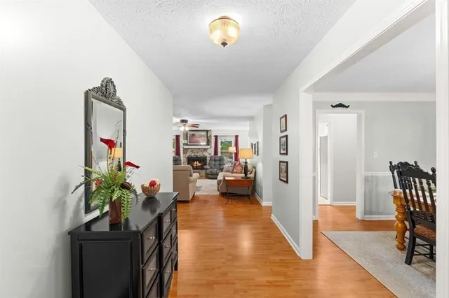 a view of a livingroom with furniture and a potted plant