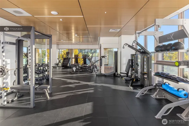 a view of a room with gym equipment