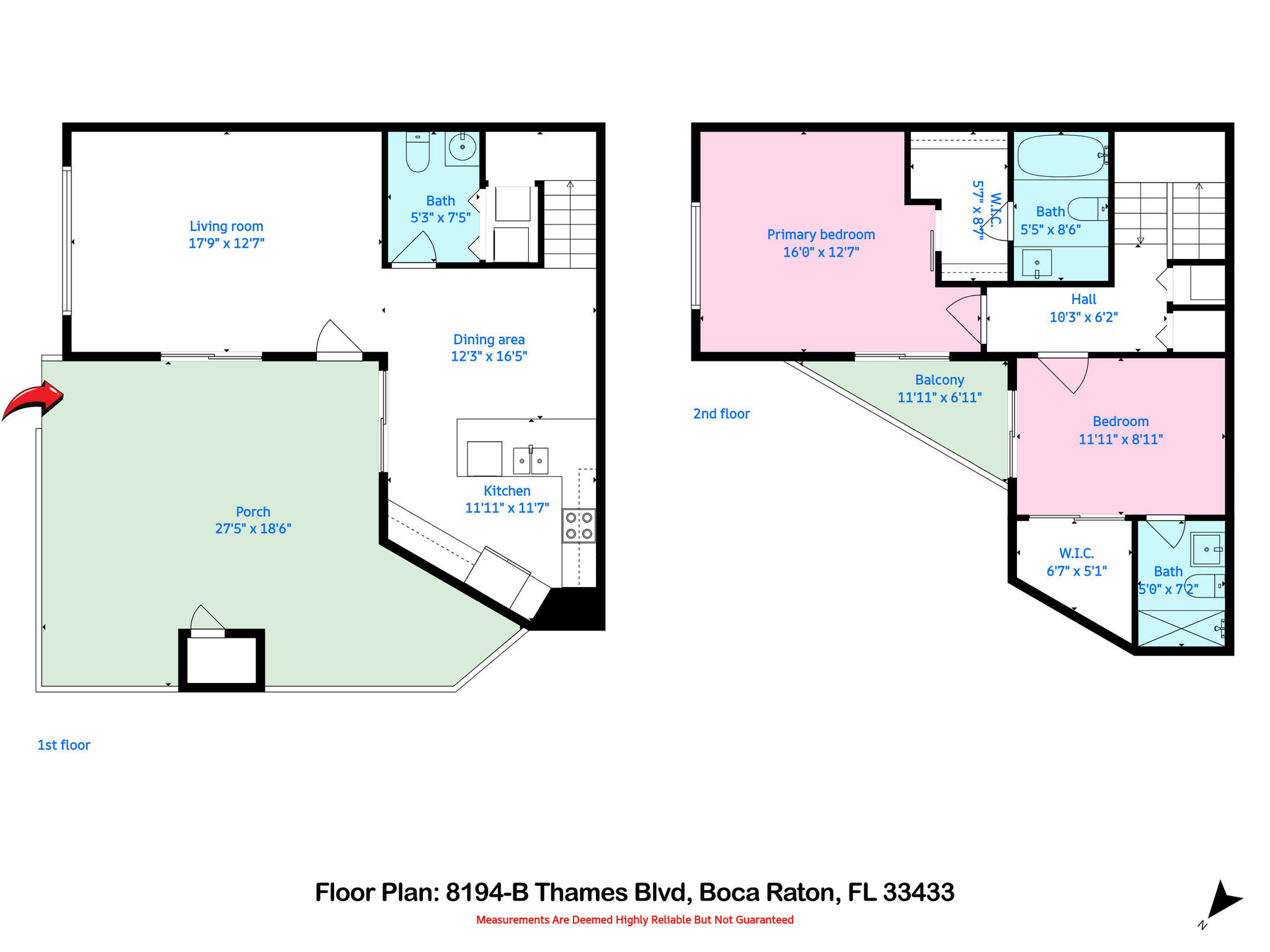 8194 Thames Boulevard, Unit B Boca Raton, FL 33433 - Photo 49 of 49 3 Floor Plan