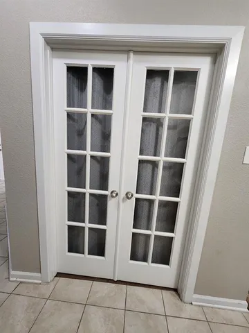 a view of an empty room with empty racks