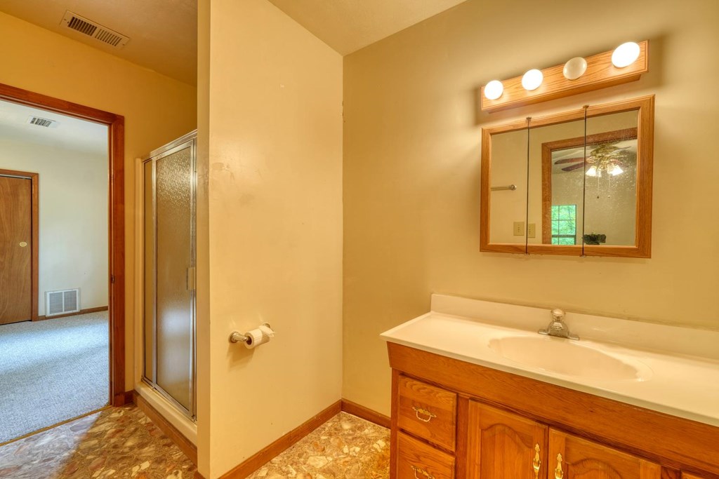 1066 Ridge Road Hiawassee, GA 30546 - Photo 29 of 51 a bathroom with a sink and a mirror