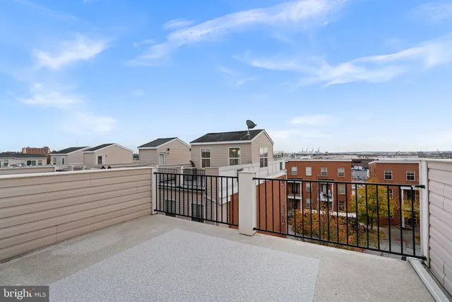 a view of a terrace with city view