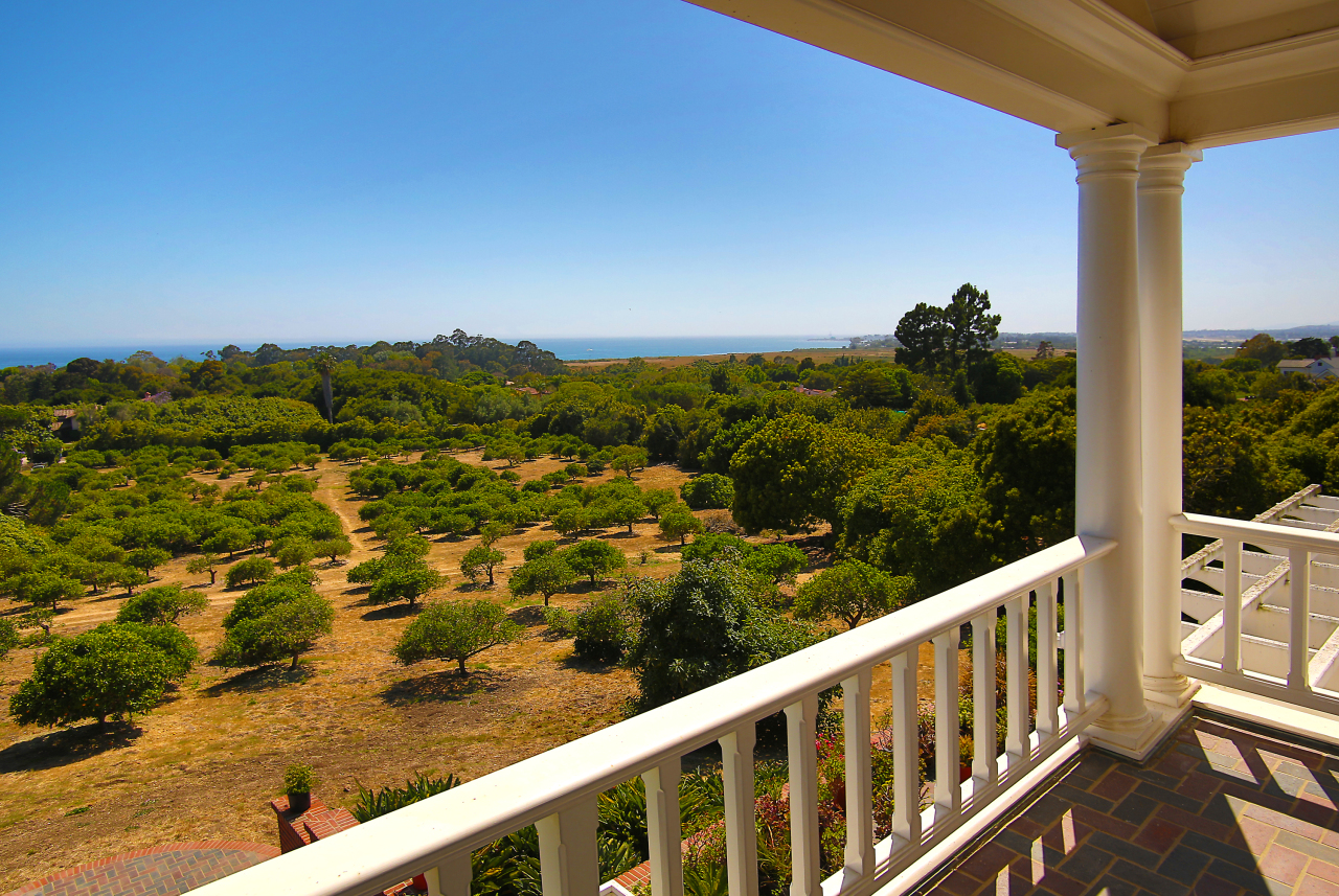 a view of a city from a balcony