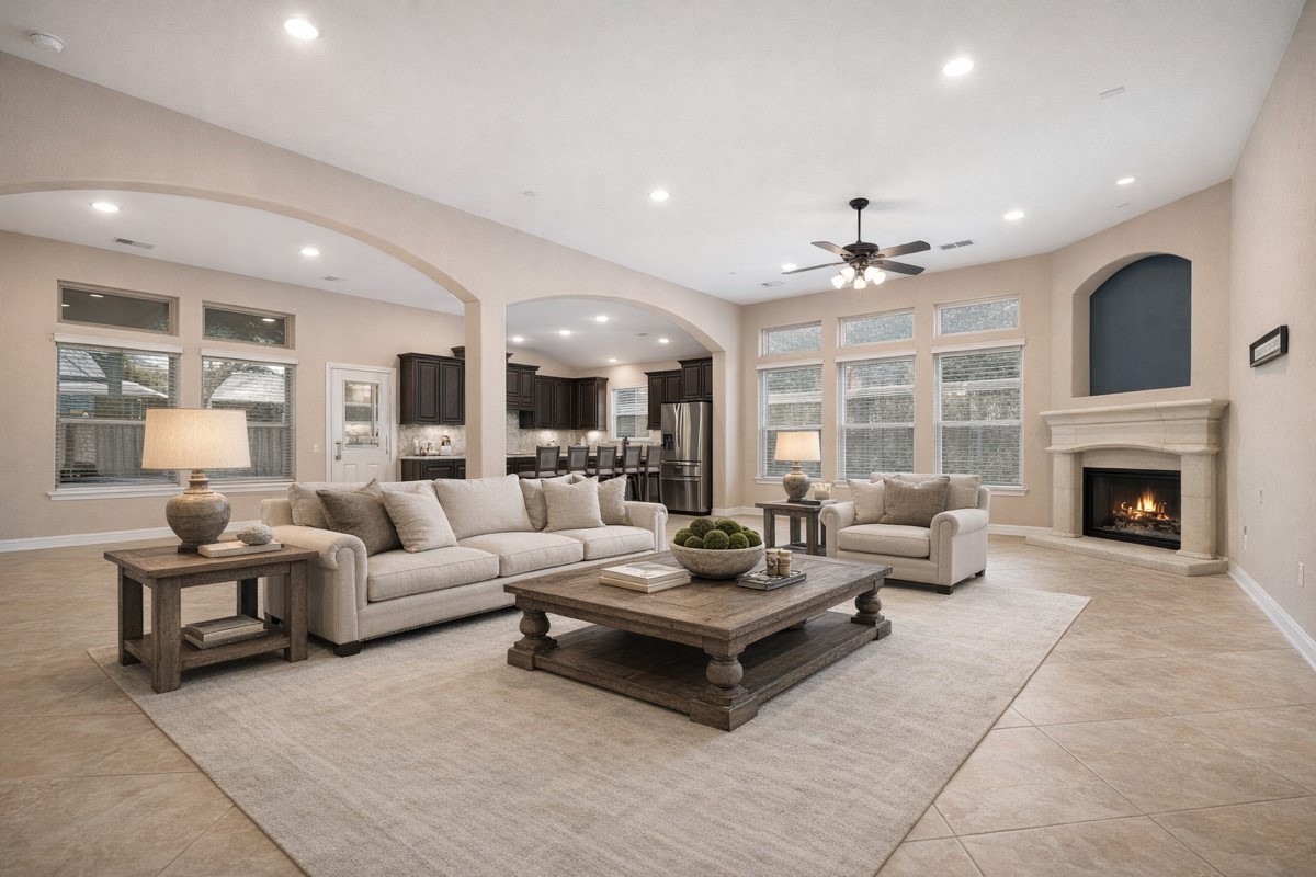 26414 Red Cliff Ridge Katy, TX 77494 - Photo 2 of 42 Beautiful open concept family room with cozy fireplace.