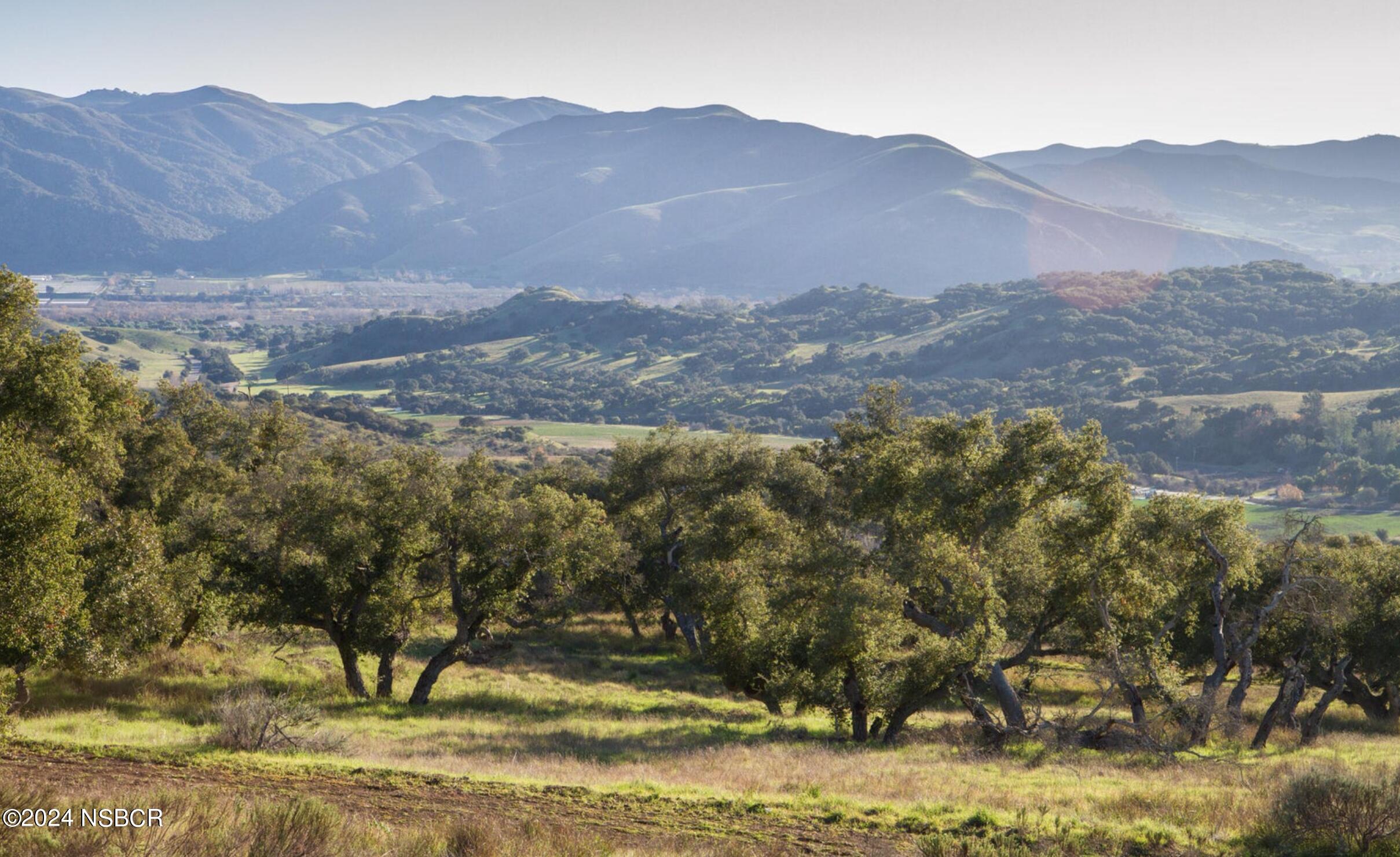 a view of a mountain with a field