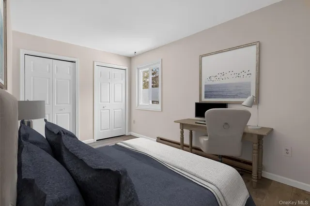 an empty room with a workbench