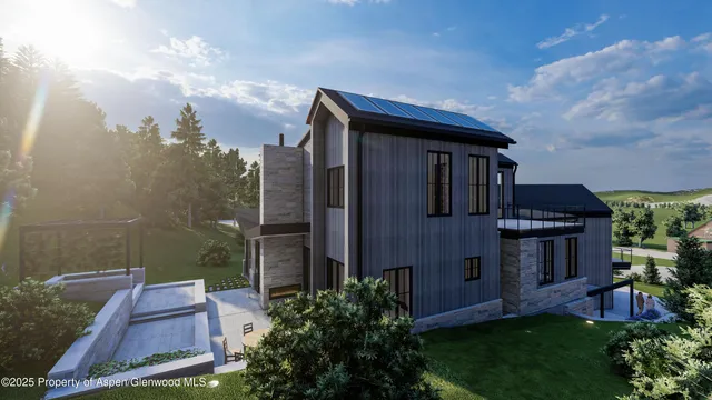 a pathway of a house with a yard