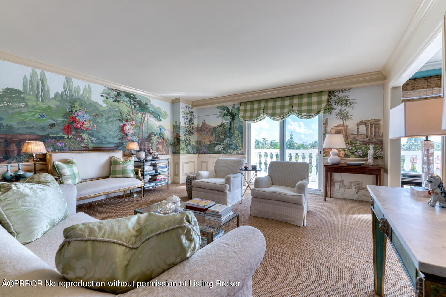 330 Cocoanut Row, Unit 5B Palm Beach, FL 33480 - Photo 3 of 32 a living room with furniture and a floor to ceiling window