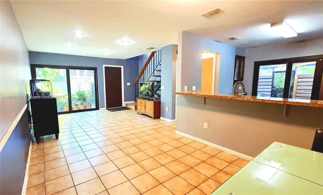 a large room with a large window