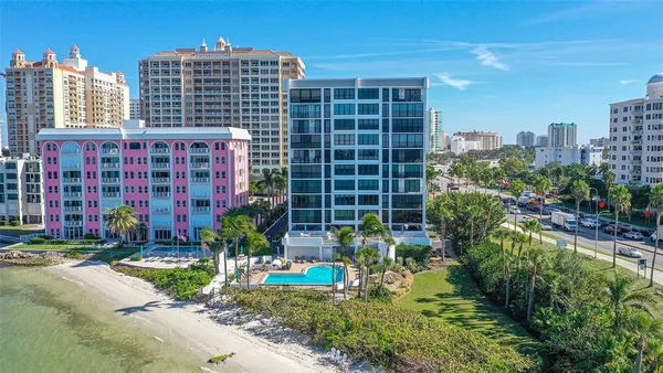 a view of a beach with a yard